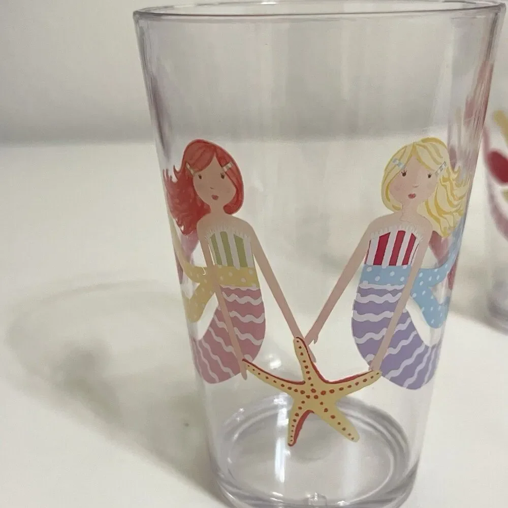 Pottery Barn Kids Mermaid Melamine Plates and Cups Lot